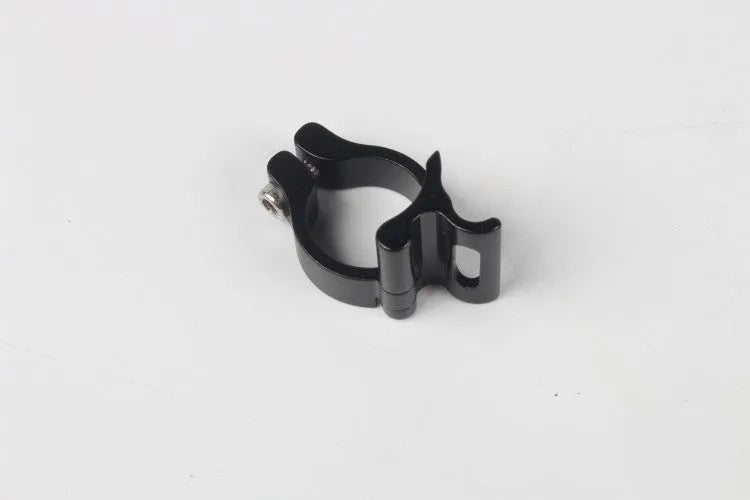 Black aluminium alloy vehicle clamp ring with 28.6mm diameter and steel frame bracket