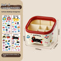 Cartoon-style red and brown plastic desktop storage organiser with 2L capacity and organisation stickers.