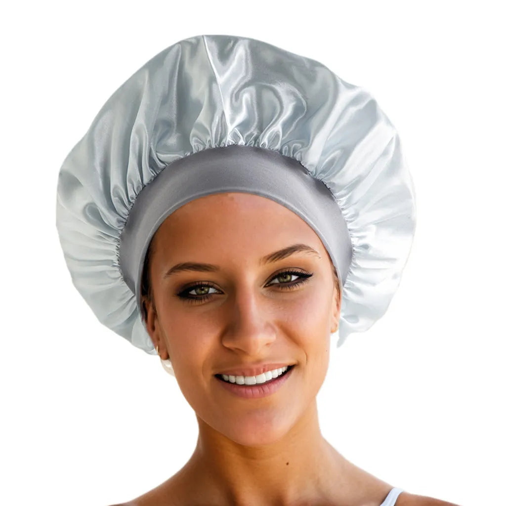Wide-brimmed high elastic polyester headscarf for women, knitted tie-dye design, flat top crown, breathable sun protection cap