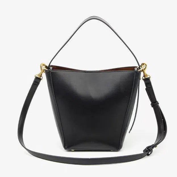 Urban minimalist PU crossbody shoulder bag in bucket style, available in black, army green, and wine red