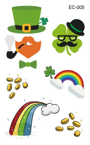 St. Patrick's Day clover tattoo sticker paper measuring 120×75mm with water transfer printing