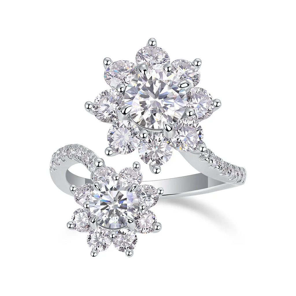 Wedding ring set with 1-carat moissanite in S925 silver platinum plating, gift box packaging