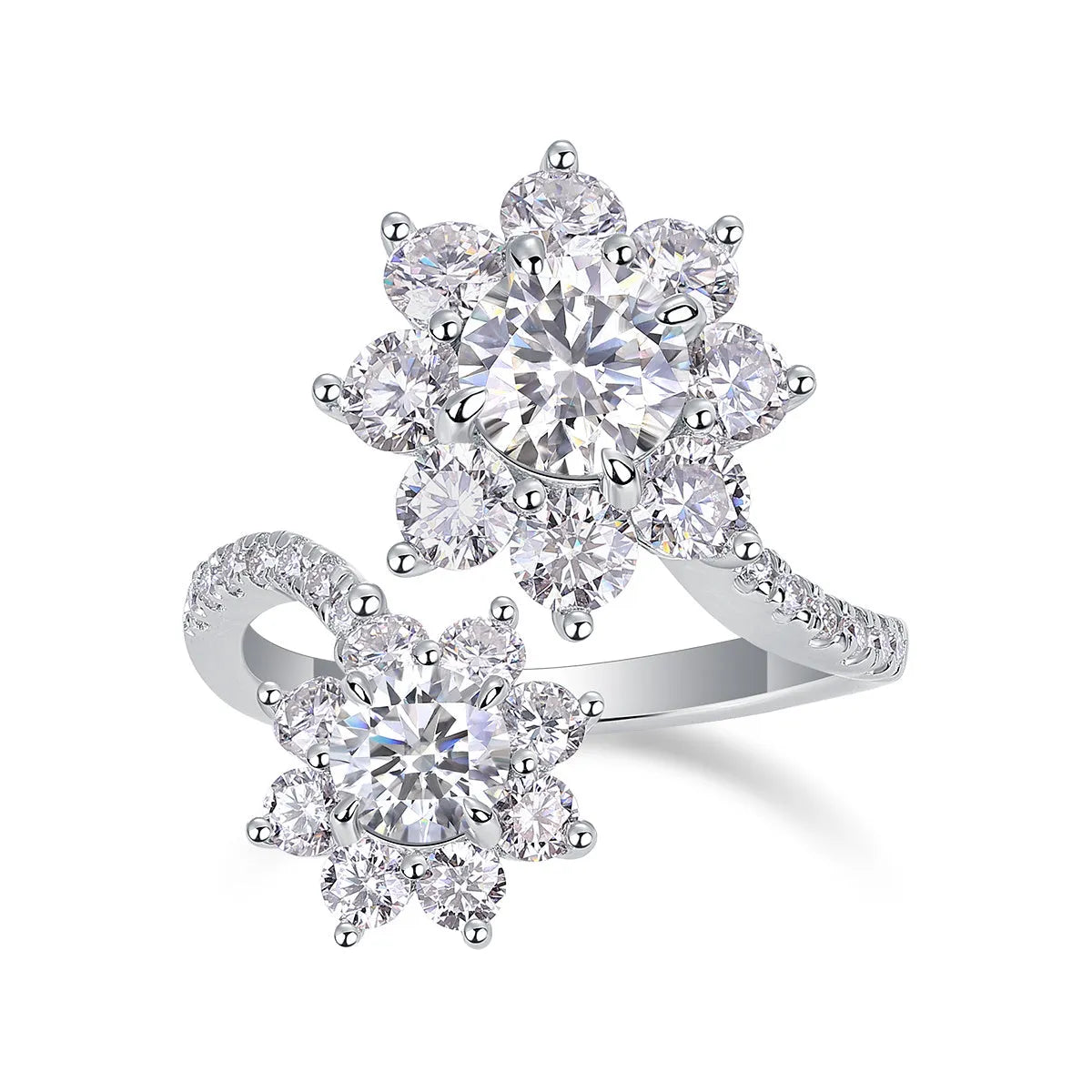 Wedding ring set with 1-carat moissanite in S925 silver platinum plating, gift box packaging