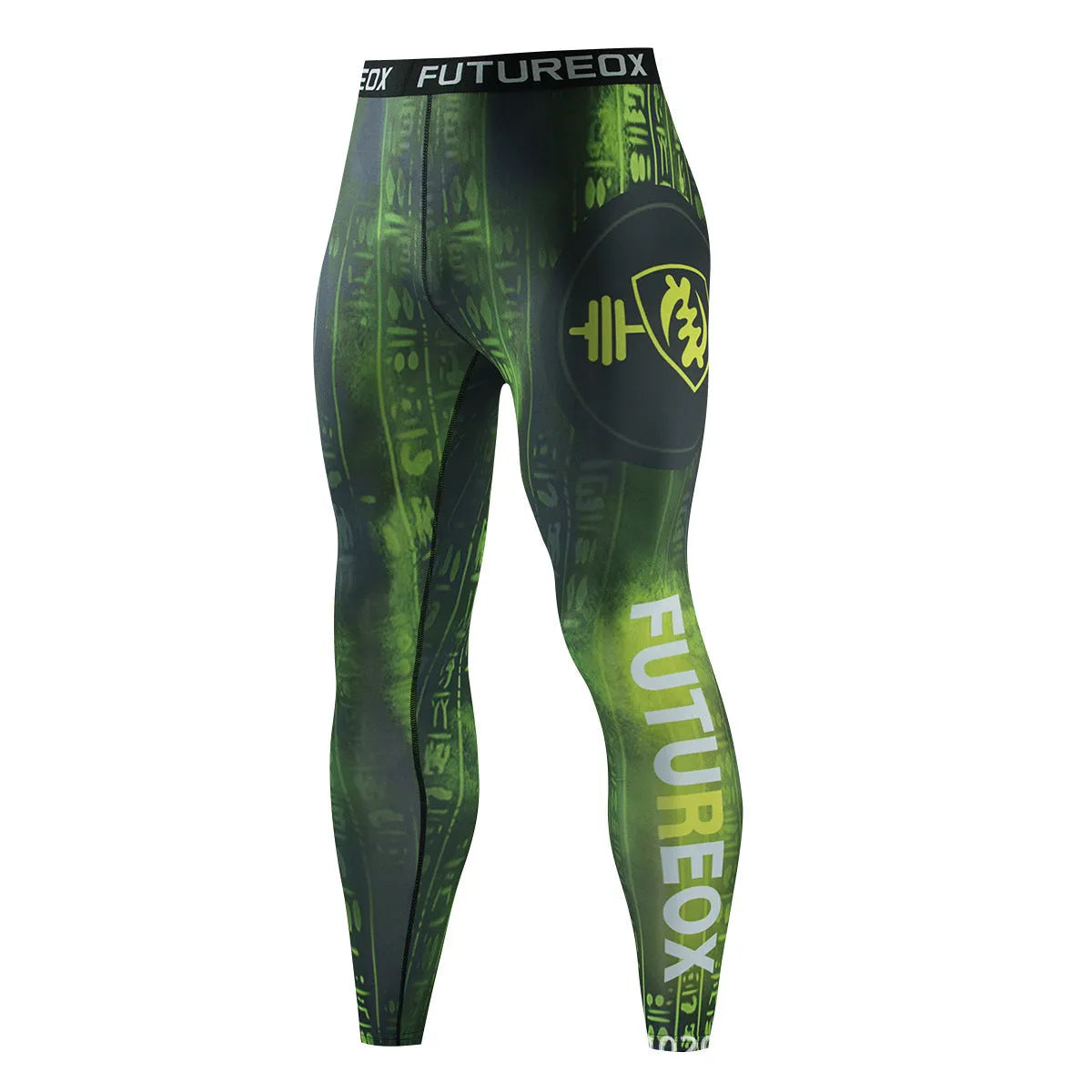 Men's ZF016 printing design polyester sports stretch suit set, slim fit top and trousers for running.