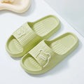 Cartoon bear EVA slippers in lemon yellow, open toe, non-slip sole, for bathroom house use