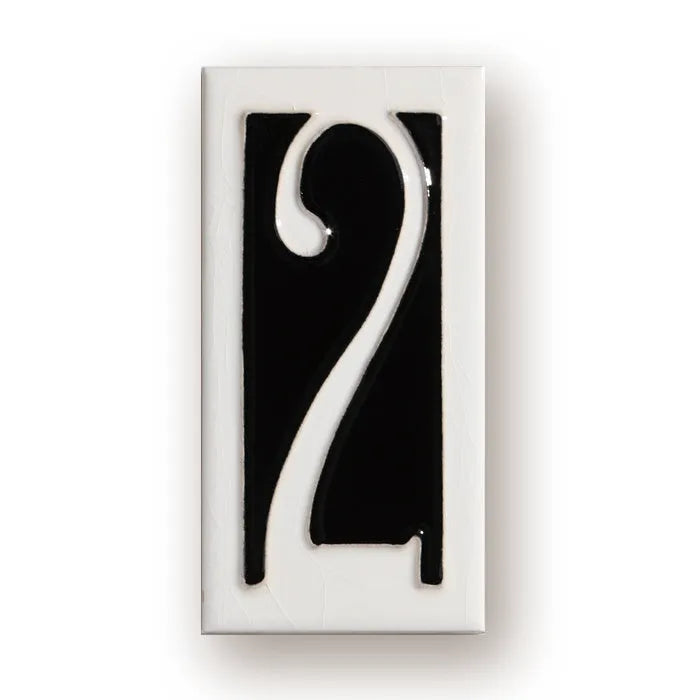 Handmade ceramic retro doorplate with enamel numbers measuring 76 by 152mm