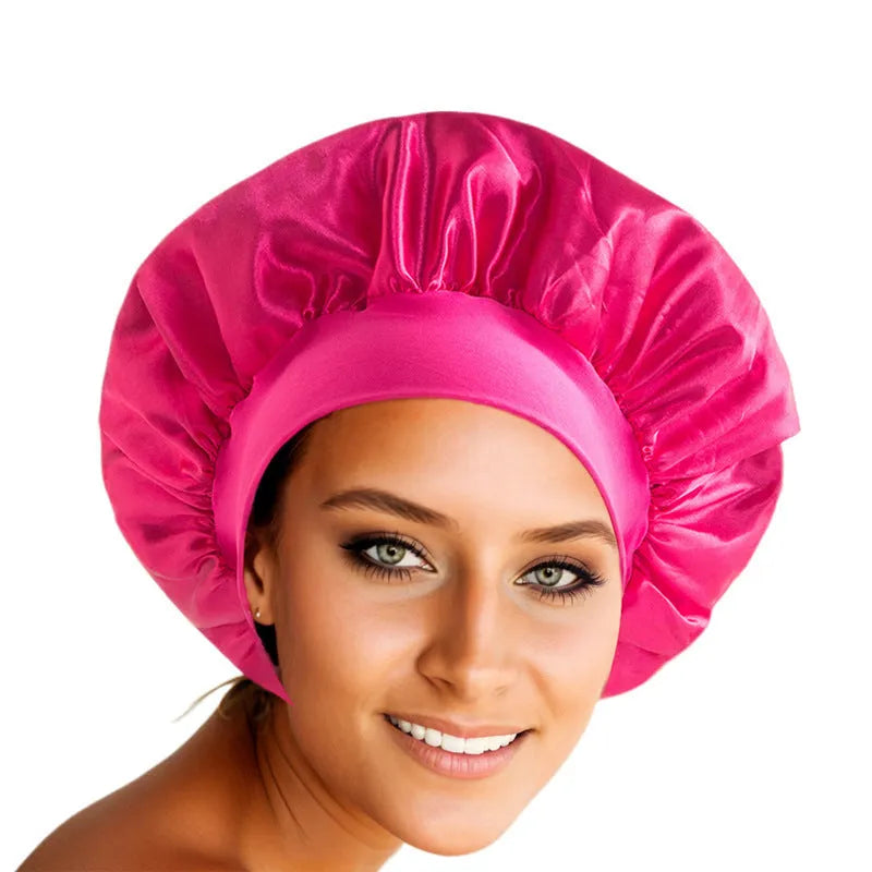 Wide-brimmed high elastic polyester headscarf for women, knitted tie-dye design, flat top crown, breathable sun protection cap
