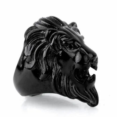 Personality punk lion head ring for men in alloy, available in gold and silver, geometric shape, sizes 7 to 15