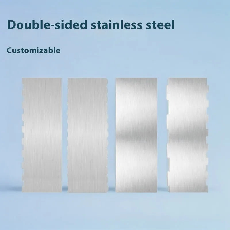 Stainless steel cake scraper with polygon pattern design for cake decorating