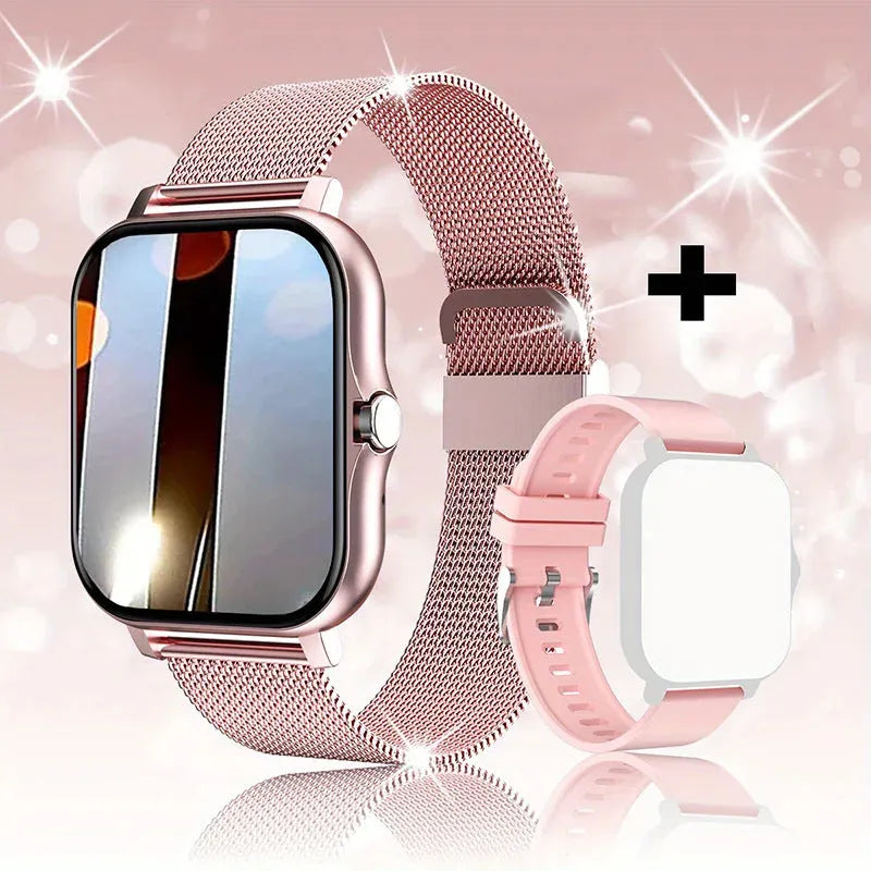 Smart watch with 144-inch touch screen showing heart rate display and Bluetooth calling interface