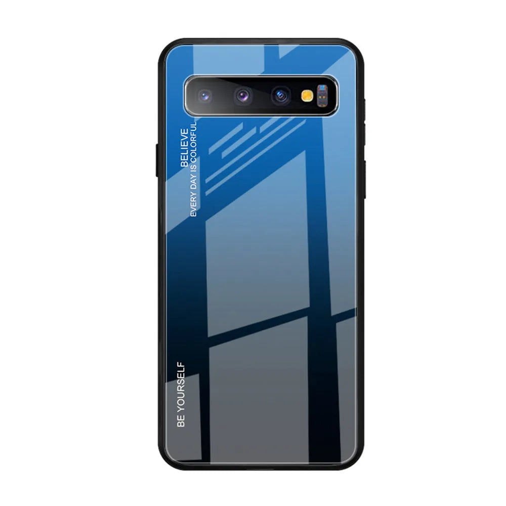 Gradient glass phone case for Samsung with TPU bumper and tempered glass back in colour 01style