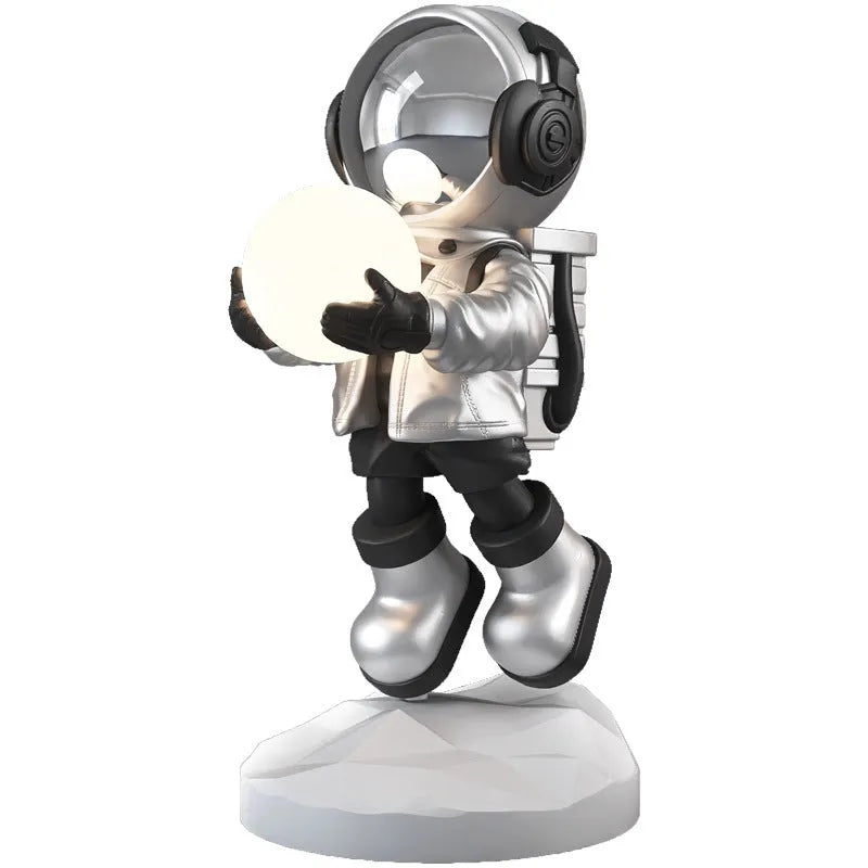 Large Red Net Lighting floor-to-ceiling astronaut decoration light in silver, 80cm tall, with lunar lamp
