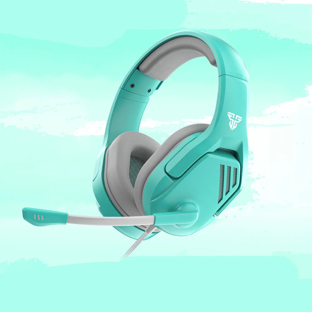 MH86 black wired gaming headset with microphone and braided cable on grey background