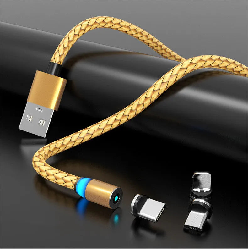 Magnetic charging cable with breathing light indicator in multiple colours and lengths