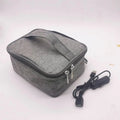 USB heating lunch bag in black Oxford cloth with power cord and thermal interior