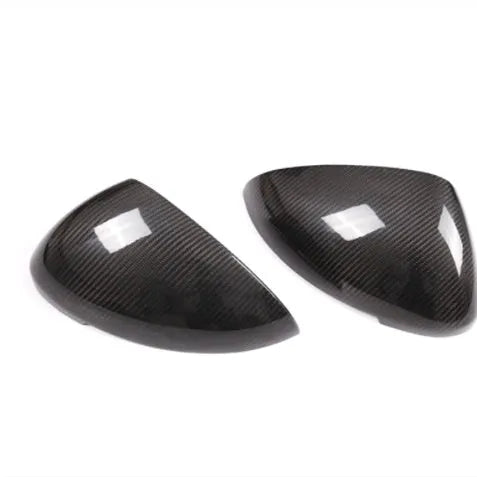 Pair of true carbon fibre rearview mirror covers for a Porsche Macan.