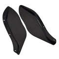 Pair of black and transparent ABS plastic side wing head covers for Harley-Davidson Touring motorcycle flank.