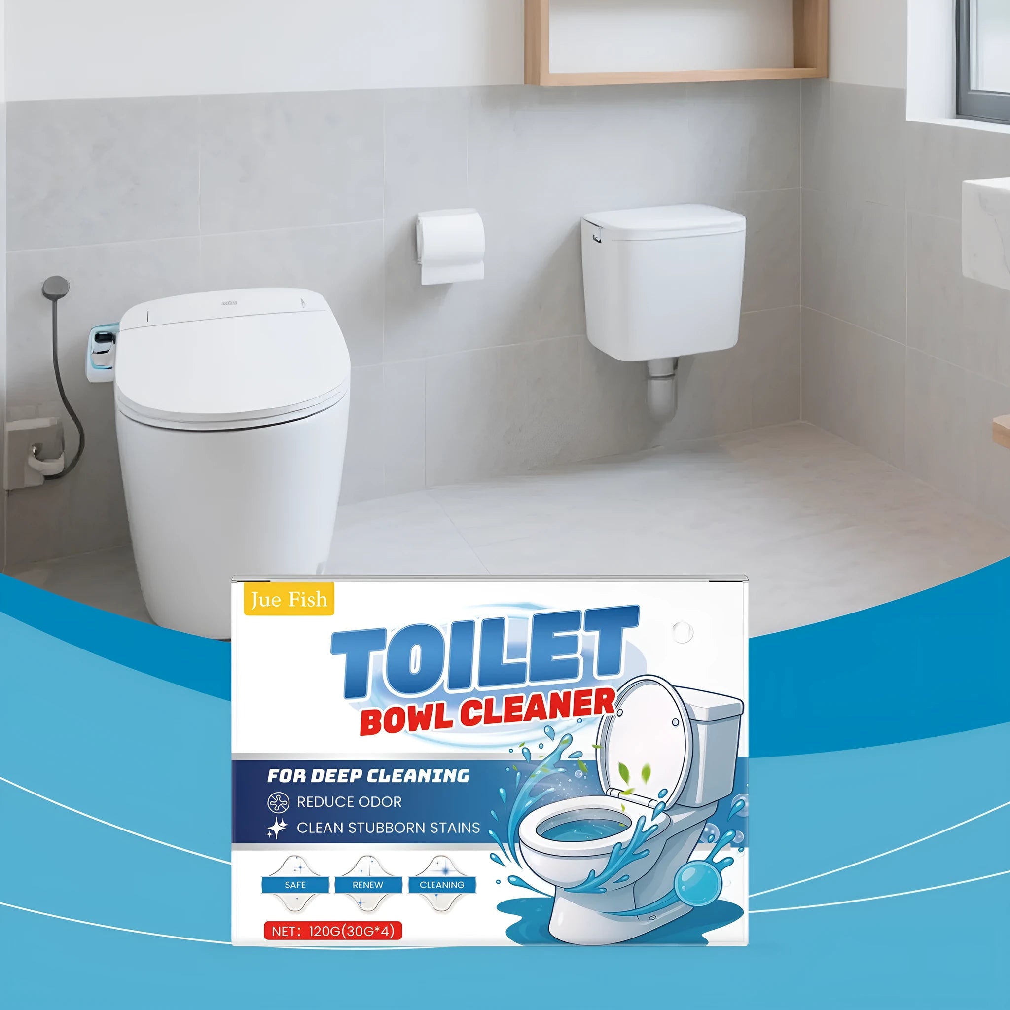 Toilet cleaning powder in four 30g sachets totalling 120g with citric acid formula