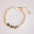 Natural freshwater pearl bracelet with diamond shape design in Hetian jade colours