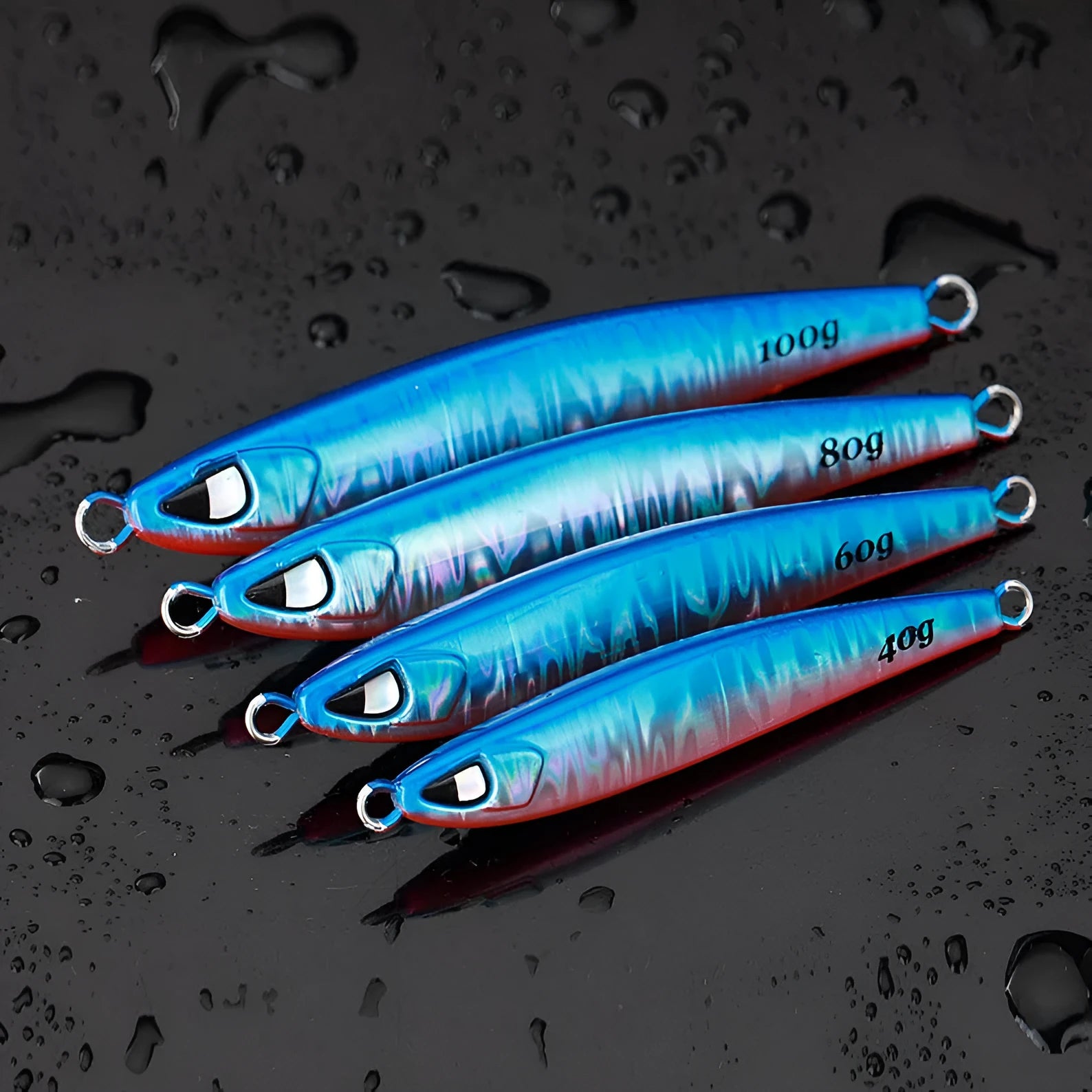Sea fishing long shot iron bait lure in metallic finish, 40g to 100g weights, bionic fake bait