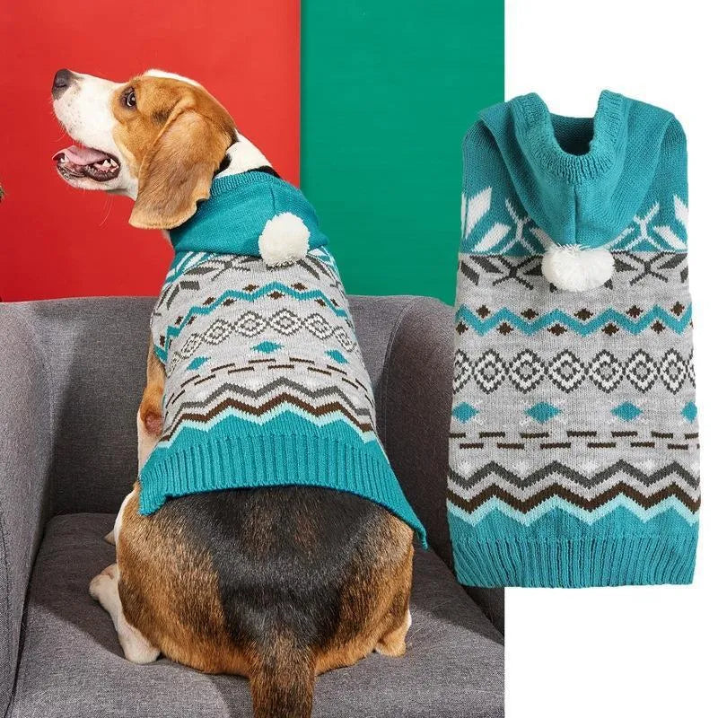 Classic diamond pattern pet sweater in acrylic material available in blue, green, pink colours