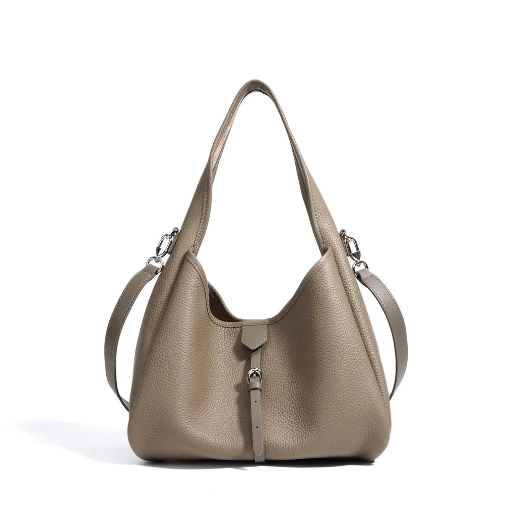 Fashion minimalist single shoulder crossbody handbag in genuine leather bucket shape for women daily wear