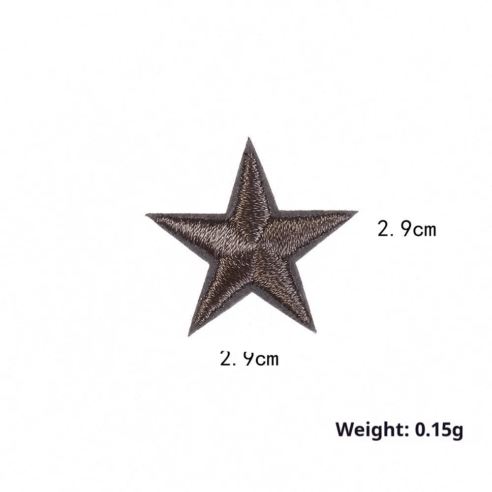 Colourful five-pointed star cloth embroidery labels for DIY clothing decoration.