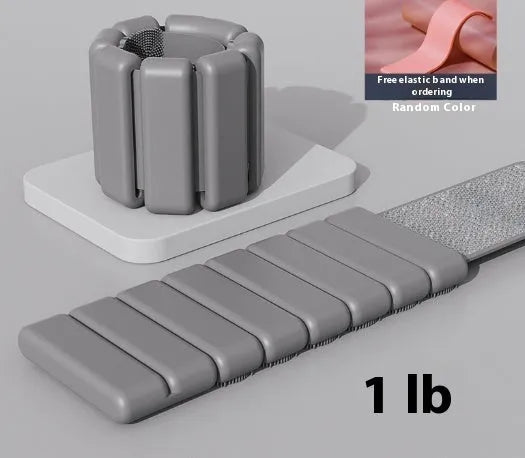 Silicone fitness bracelet with Velcro strap in black, blue, gray, or pink with 1lb or 2lb weight options