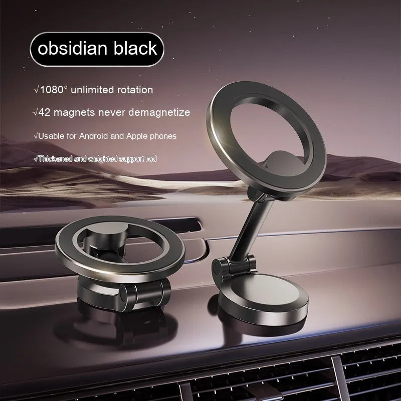 All-metal magnetic car phone mount in Qian colour, folded for storage