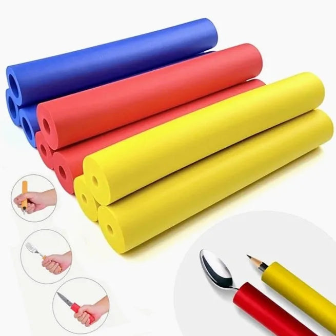 Flexible black rubber auxiliary grip hose for utensil and pen handles, shown in 10mm and 18mm sizes.