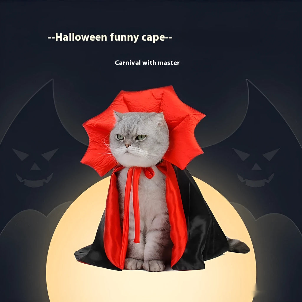 Black and red Halloween costume for cats and dogs with adjustable fit and European American style design