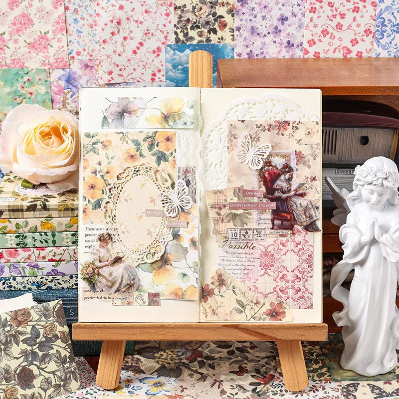 Fan Hua Manyuan hand ledger sticker book in paper brick shape with retro stickers and six cover colour options including Cream Sunny Day and Honey Tea Mocha