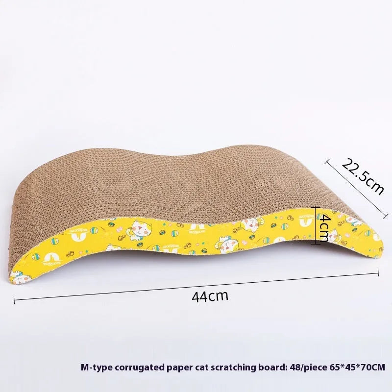 Cat scratch board with leather surface in multiple shape designs including bone type and trapezoid