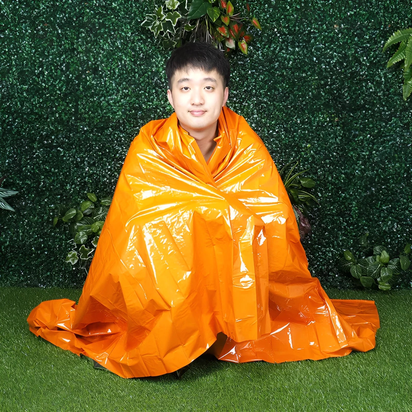 Orange emergency insulation blanket sleeping bag tent set with measurements 130x210cm 90x200cm 150x240cm for outdoor first aid