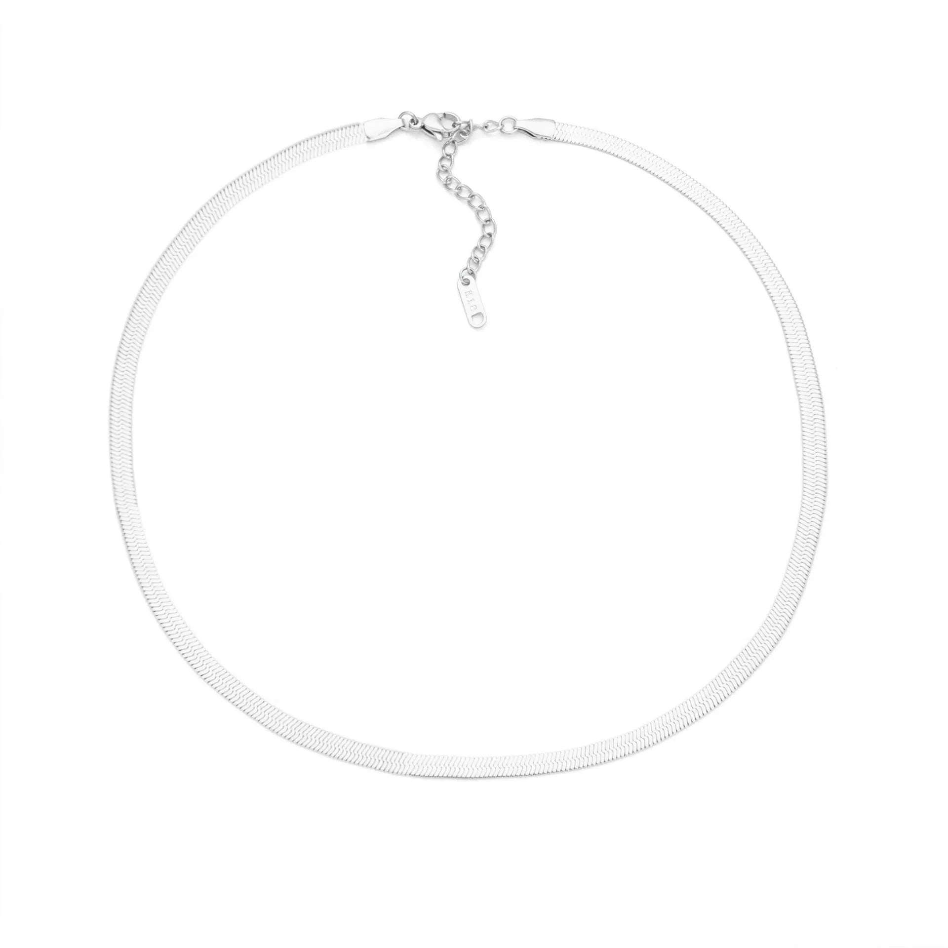 Gold and silver titanium steel initial number necklace with alphabet and number pendants on a 40.5cm chain.