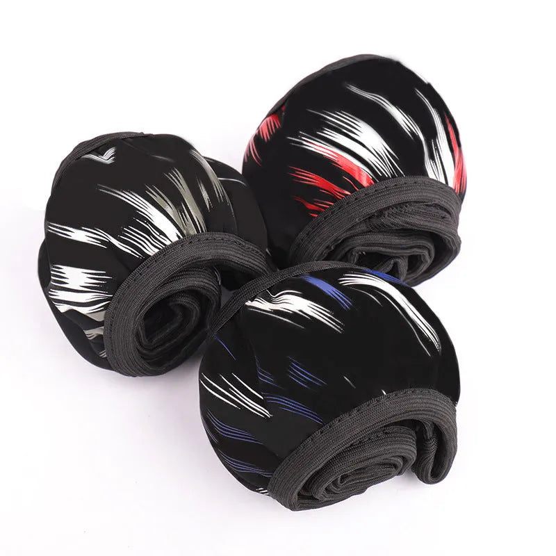 Car steering wheel cover without inner ring elastic band sports style imitation leather black red