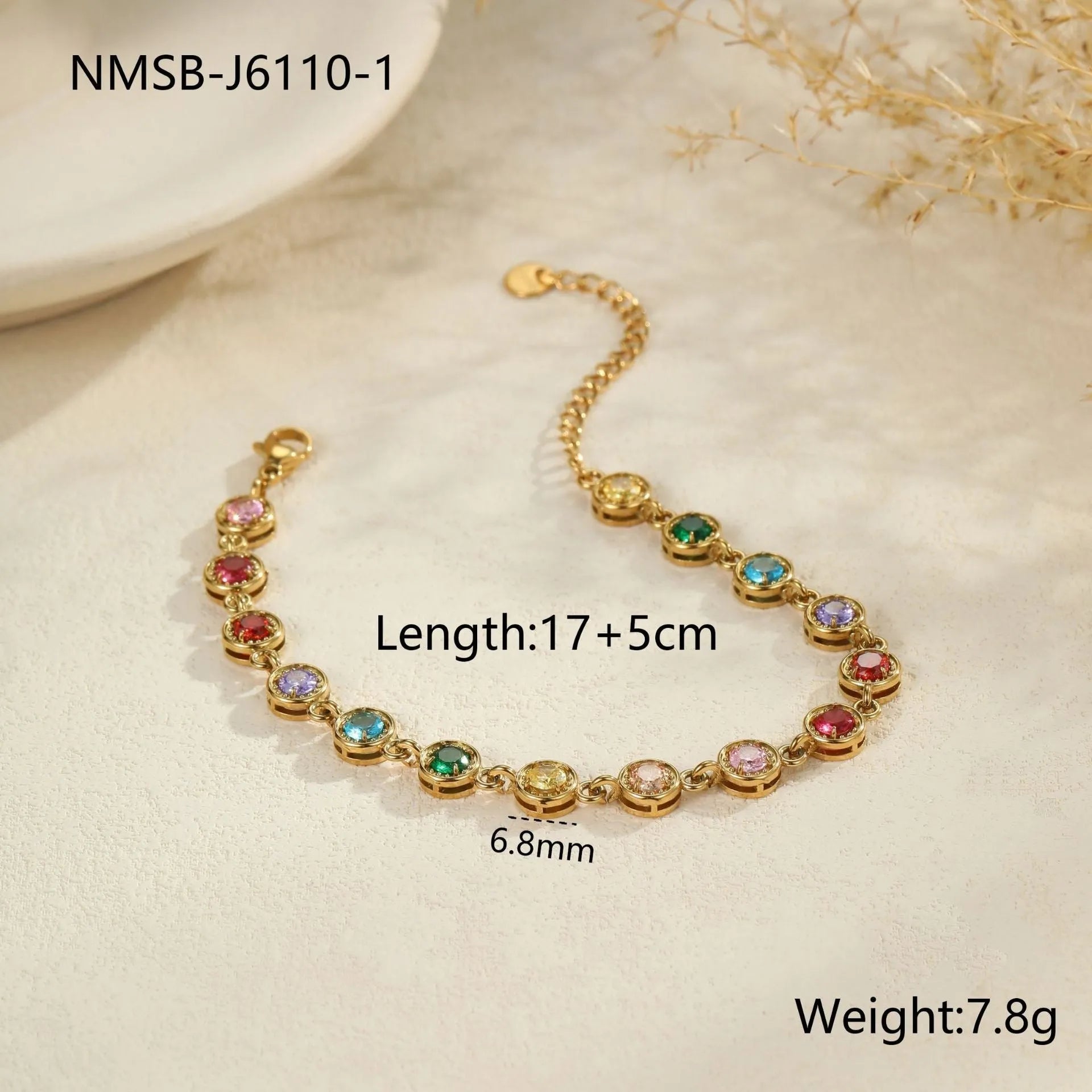 Women's geometric stainless steel bracelet with electroplated gold or silver finish in heart, circular, or square styles.