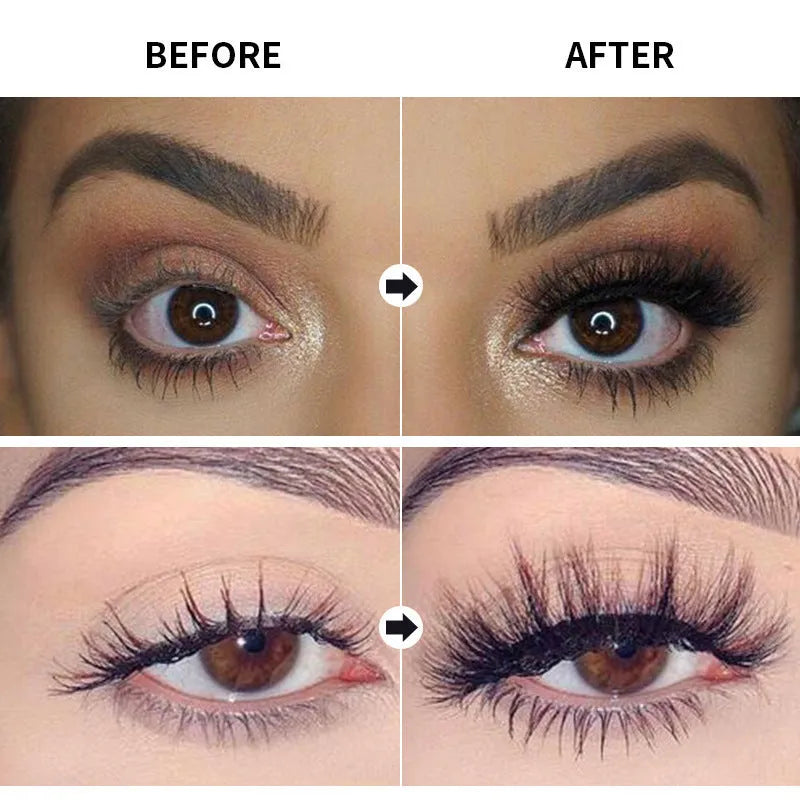 Black waterproof and sweat-proof mascara tube for long curling lashes.