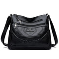 Soft PU leather women's shoulder bag in horizontal square shape with crossbody strap