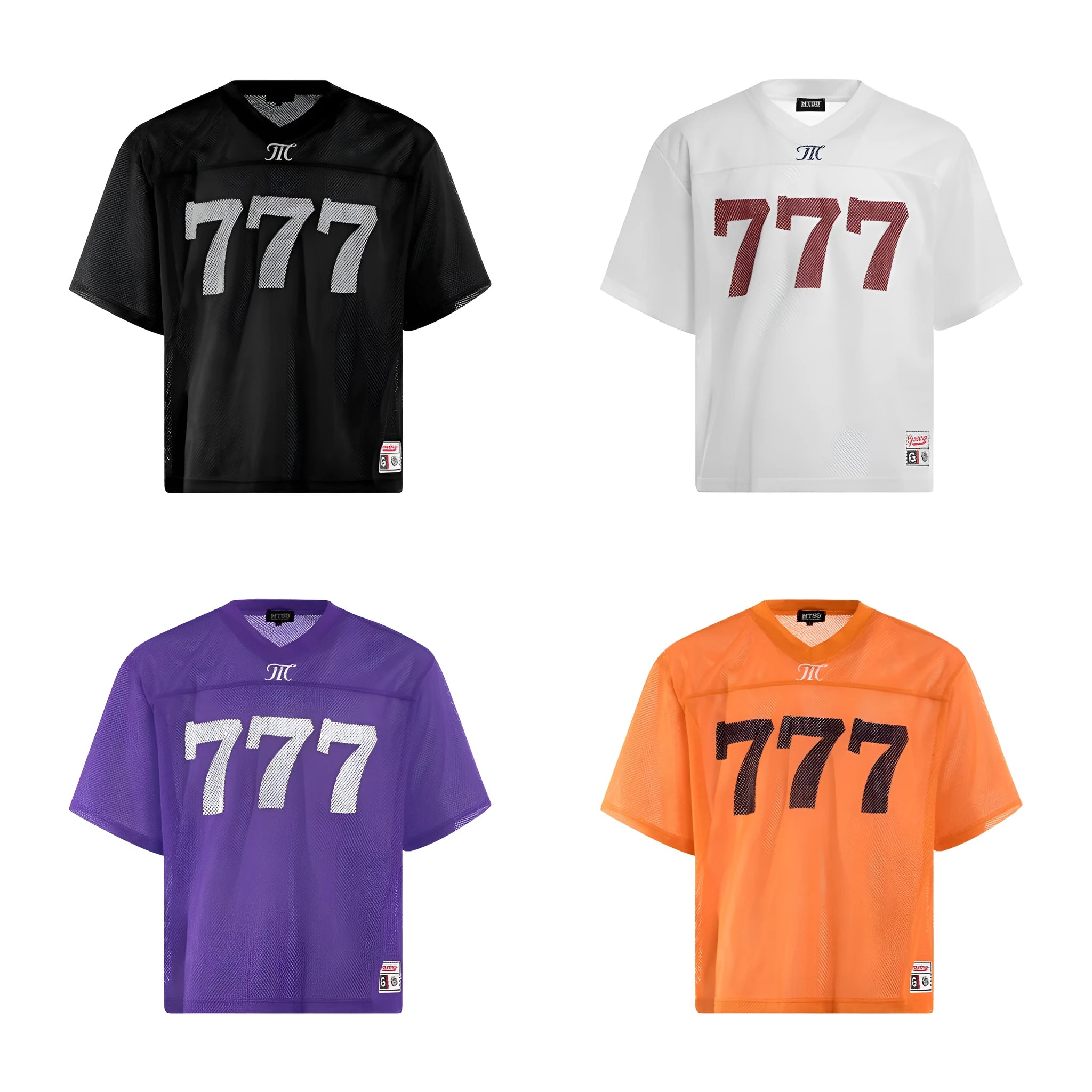 Retro style loose fit short sleeve t-shirt in black, white, purple and orange colour options