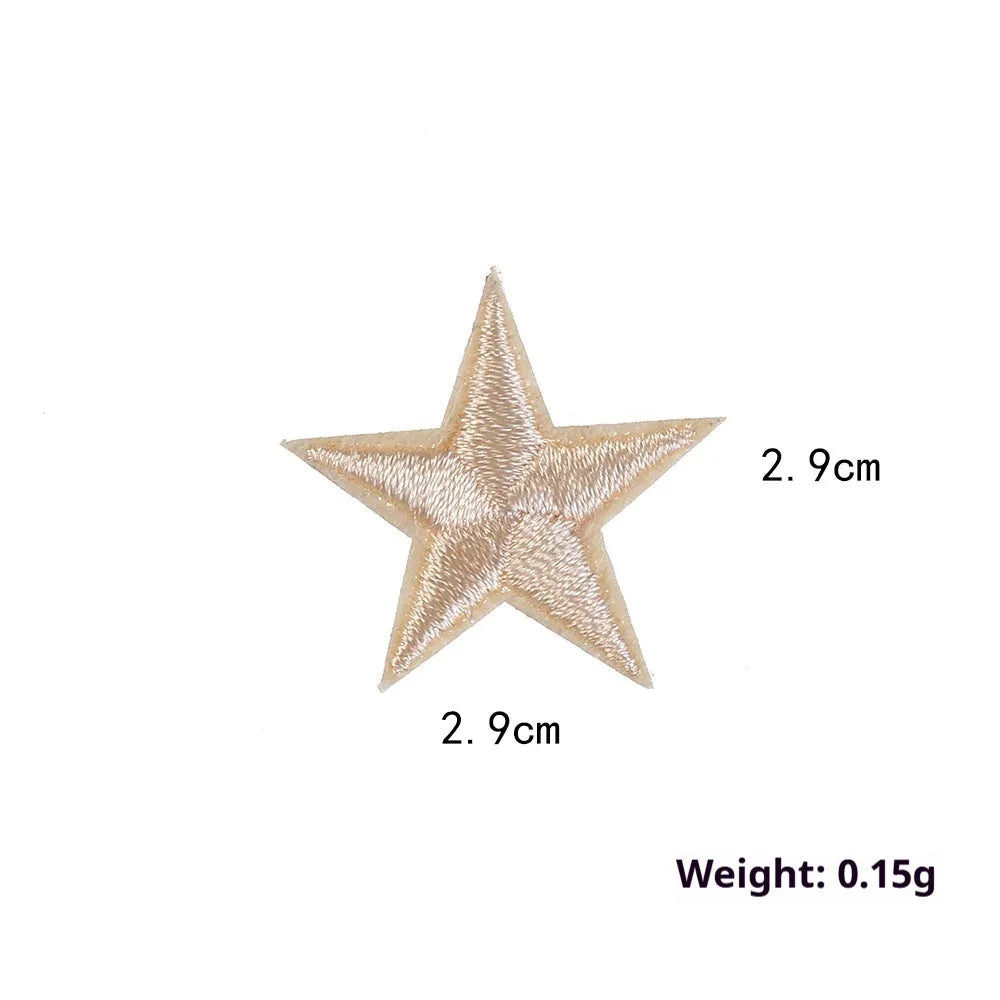 Colourful five-pointed star cloth embroidery labels for DIY clothing decoration.