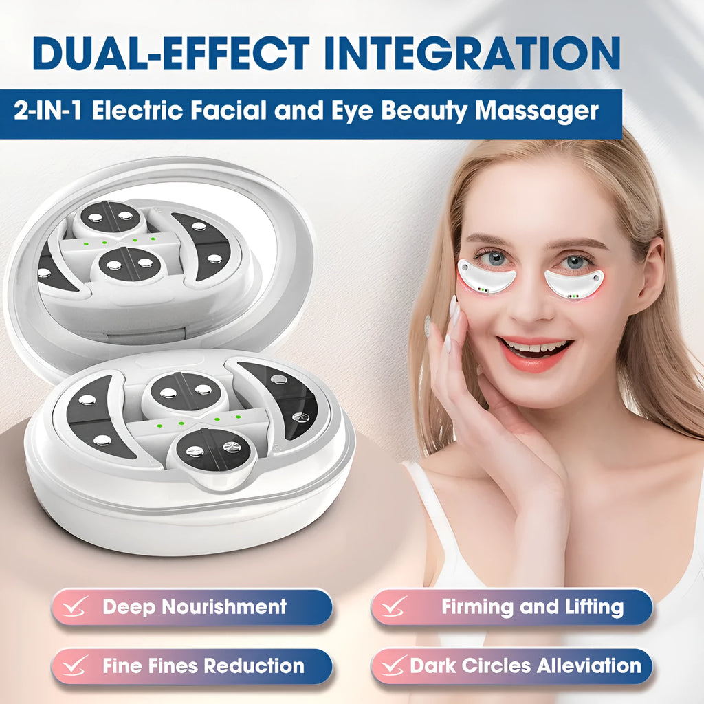 White wireless red light EMS eye and facial beautification massager device