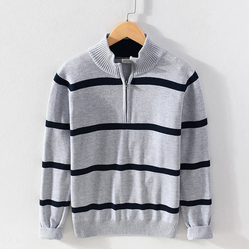 Men's cotton wool half zip turtleneck sweater in slim fit, available in multiple colours including gray and black
