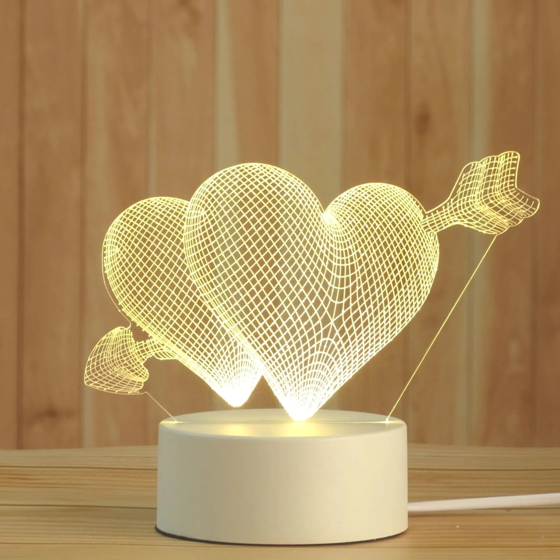 USB acrylic night light 4W touch control three colour temperatures bedside decoration 20x17.5cm