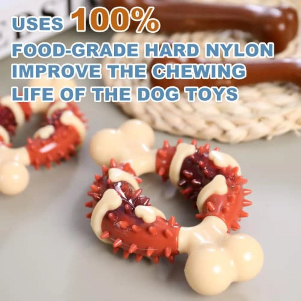 Bone-shaped natural rubber dog dental toy for teeth grinding and anxiety relief