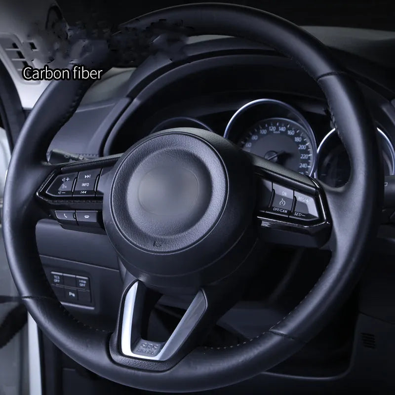 Atz aluminium alloy transparent steering wheel button decorative stickers in brushed red silver and blue for Mazda and Honda cars