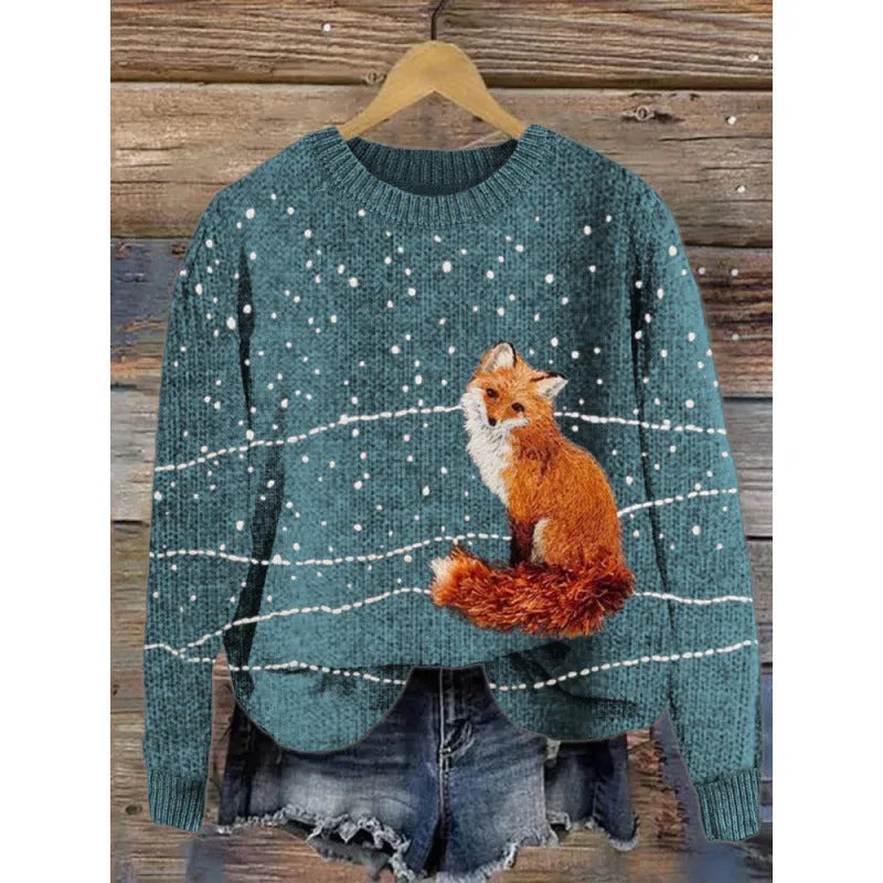 Little Flower digital printed round neck polyester sweater shown in one of twelve available colours.