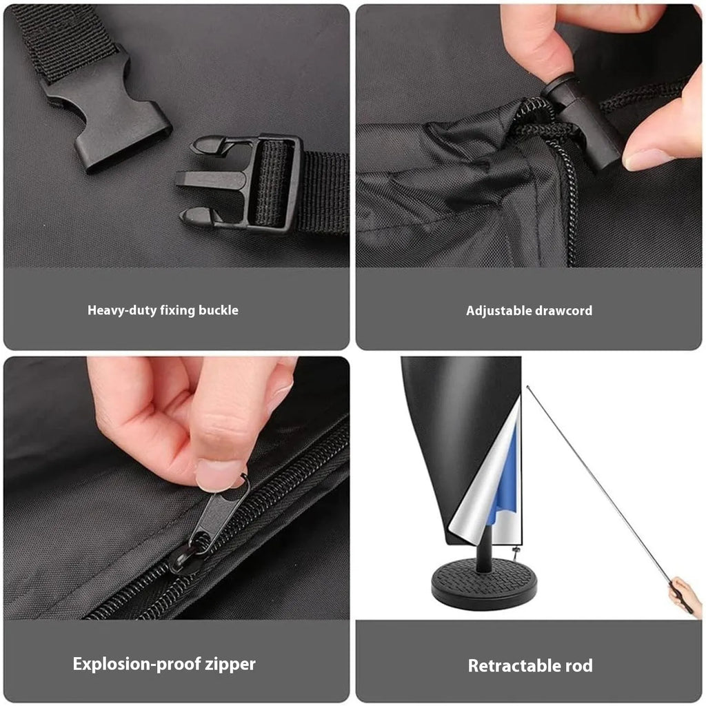 Waterproof oxford cloth cover for an outdoor offset banana umbrella in grey.