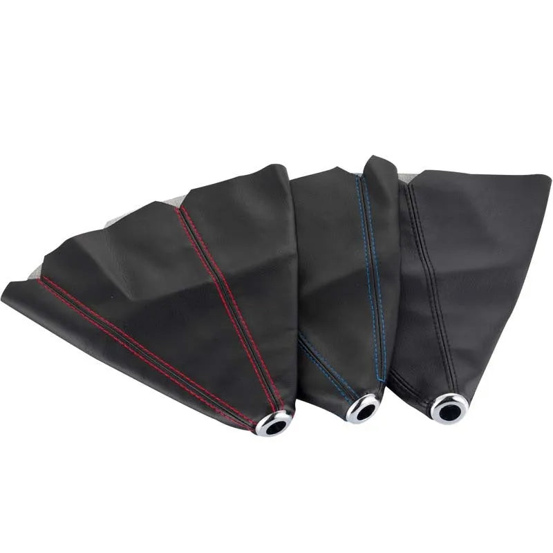 PU leather dirt-proof gear shifter cover for General Motors vehicles, shown in multiple colour line options.
