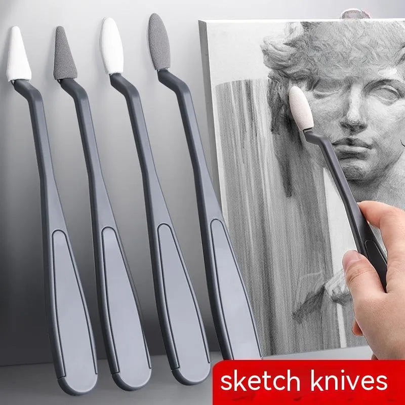 Fluorescent plastic sketch rubbing knife with smear tip for pencil and charcoal erasing